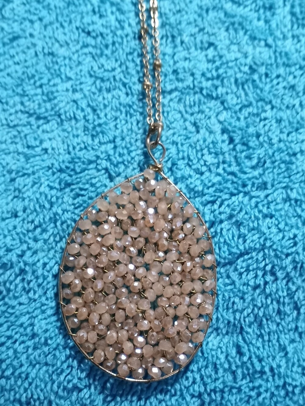 Delicate Pink Beaded Teardrop Pendant Necklace - Women Jewelry